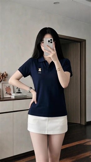 Áo thun polo mặc đi đâu cũng xinh, gấu thêu, áo babytee #aobabytee #aopolo #aothun #outfit #hottrend