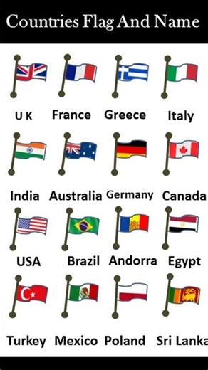 20 Different countries flag and Names #countries #flags
