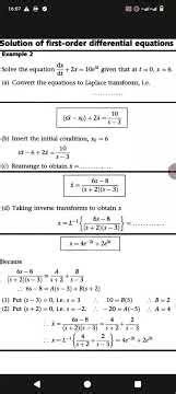 Solution of First-Order Differential Equations Using Laplace Transforms -Solved Example _2.