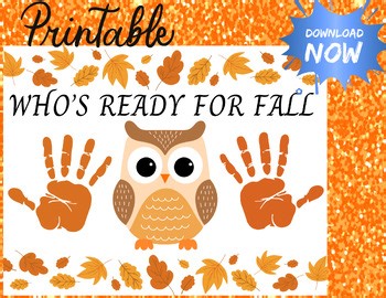 Owl Handprint Craft Printable Who’s Ready for Fall Kids Craft Toddler Preschool