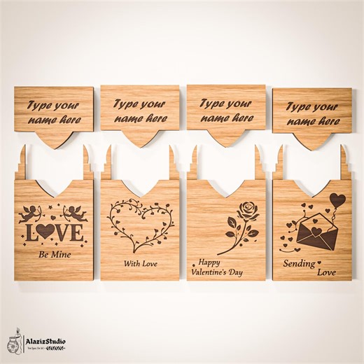 Laser Cut Gift Card Holder Bundle SVG DXF | Set of 4 Designs | 3mm & 4mm Wood | 1/8 Inch Gift Card Box Files - Etsy