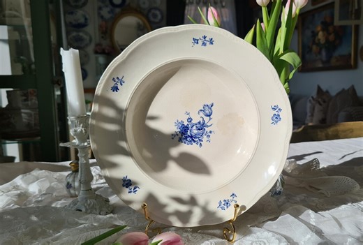 Vintage Gefle Blå Ros Plate: Swedish Blue Rose Scalloped Dish – Cottagecore Decor - Etsy