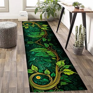 Green Leaf Runner Rug: 3D Print, Non-slip Hallway Decor - Etsy