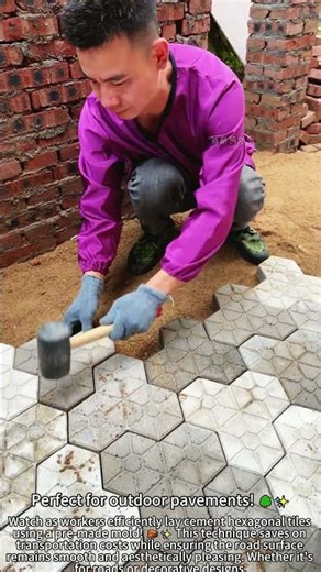Perfectly Laid Cement Tiles in Action! 🔨🧱