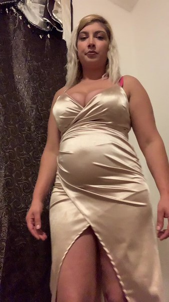 Elegant Satin Dress Showcase with High Slit