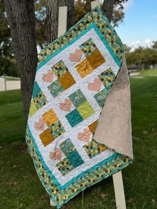 Handmade Hearts Baby Quilt: Cotton Patchwork, Animal Print