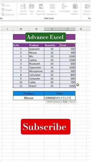 Ms Excel Advance Trick DMAX Function Office Hack #exceltips #exceltricks #shortsfeed