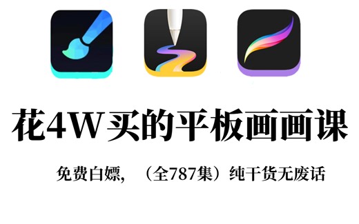【全787集】花4W买的平板绘画全套网课，这绝对是B站最系统最完整的绘画教程，全程干货无废话！新手自学画画少走99%弯路，画渣学完变大触！板绘|平板画画