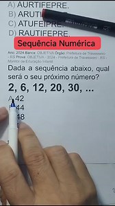 4 comments | Sequência Numérica em Concursos Públicos #aulas #education #math #educacao | Prof Pipi Matemática | Facebook