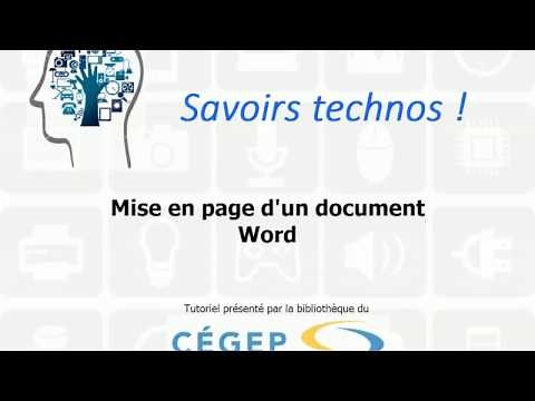 Tutoriel - mise en page d'un document Word 2016