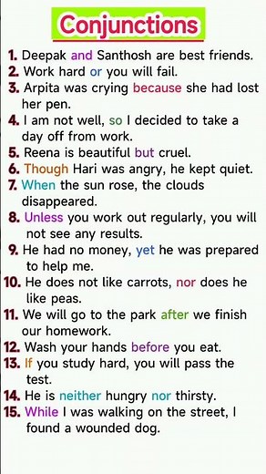 Conjunctions In English Grammar | And, Or, But, if, So, Because, after etc | Learn English | Shorts