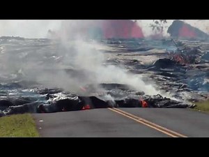 Kilauea eruption in Leilani Estates pahoehoe lava flow with USGS 9:10 AM May 27, 2018