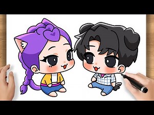 How to Draw Cute Rumi & Jinu Easy | Kpop Demon Hunters