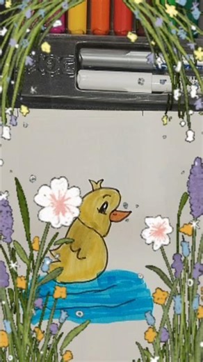 Cute Duck Drawing in Water 🦆💧 Easy Drawing for Kids #shorts #funandartworld