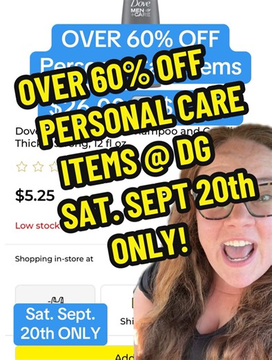 🚨GREAT Personal Care Deal at Dollar General! Today ONLY:9/20! Heres your shopping list that goes along with this video ⬇️: What to Grab: ▪️Grab 2 - Men’s Axe Body wash @ $5.50 Each ▪️Grab 2- Men’s Dove 2-in-1 Shampoo @$5.25 Each ▪️Grab 1 - Arm n Hammer toothpaste @$4.50 What to Clip: ▪️Clip -$5.00 off Axe ▪️Clip -$4.00 off Dove ▪️Clip -2.00 off Arm n Hammer ▪️ Clip your $5 or $25 digital coupon or use your paper $5 off $25 Then just put your phone number in at the check out and pay only $10 Her