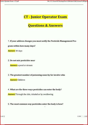 Ct Junior Operator Exam Actual Questions And Verified Answer video