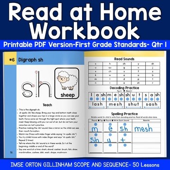 Read at Home Workbook First Grade skills digraphs, beginning blends IMSE OG