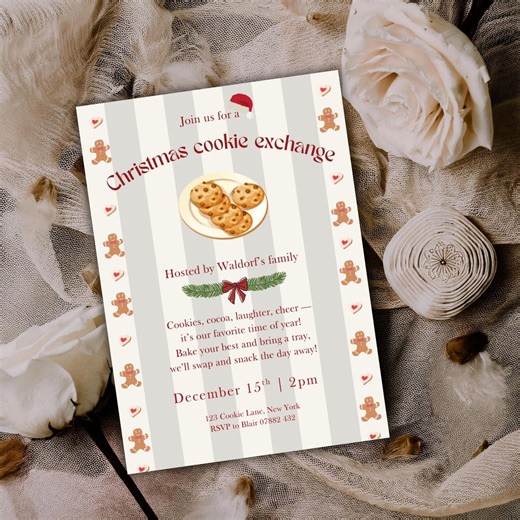 Christmas Cookie Exchange Invitation Template, Editable Canva Holiday Cookie Swap Invite, Baking Party Invitation, Instant Download - Etsy