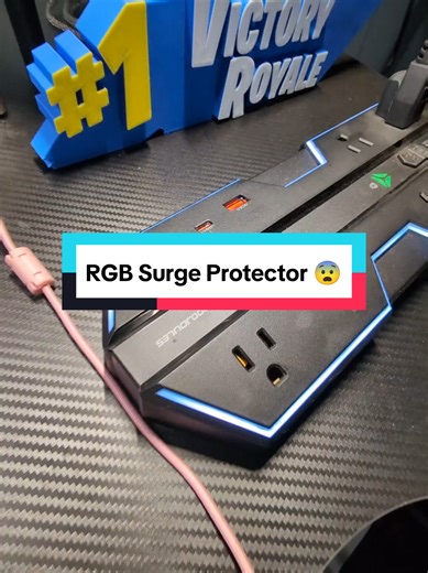 Surge Protector With Flat Plug Design! Plus built in adjustable RGB lights and 3 USB Ports #powerbank #outlets #surgeprotector #gamingsetuptour #techfinds