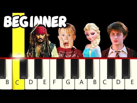 9 Movie Themes Everyone Knows – Very Easy & Slow Piano Tutorial (Melody Only) – Beginner