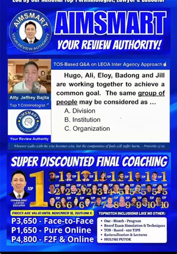 𝐏𝐫𝐨𝐦𝐨 is valid until April 10 𝐨𝐧𝐥𝐲 😊 𝐁𝐄𝐒𝐓 𝐍𝐄𝐖𝐒! Because 𝗘𝗡𝗥𝗢𝗟𝗟𝗠𝗘𝗡𝗧 for 𝗠𝗮𝗿𝗰𝗵 𝘁𝗼 𝗔𝘂𝗴𝘂𝘀𝘁 𝟮𝟬𝟮𝟲 REGULAR Face-to-Face (F2F) Review is now officially open☝🏻 • When we say REGULAR, HINDI ito one-week F2F per month lang ah.❌ • Regular na 3 days per week ang F2F sa AIMSMART. As in, weekly, meron tayong F2F review. 🙏 Kaya siguradong 𝗦𝗨𝗟𝗜𝗧 ang bayad mo lalo na at napakaraming 𝗙𝗥𝗘𝗘𝗕𝗜𝗘𝗦.👌 • 𝐅𝐑𝐄𝐄 Sublimation Shirt • 𝐅𝐑𝐄𝐄 Test Papers • 𝐅𝐑𝐄