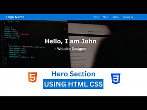 how to create a hero image html and css only , herosection html hero , section design html css