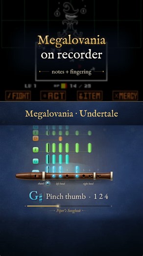 Megalovania recorder notes (Undertale) 💀