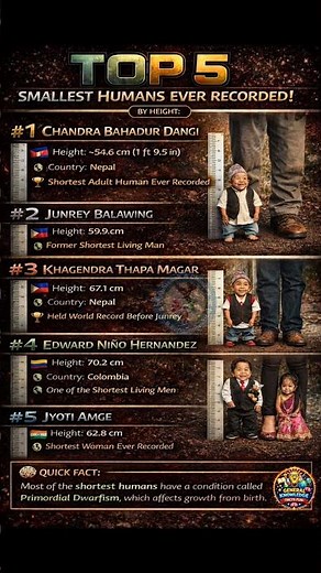 Top 5 Smallest Humans Ever Recorded 😱 #didyouknow #viralfacts