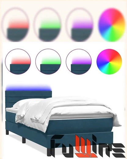 vidaXL Boxspringbett mit Matratze & LED Dunkelblau 80x220 cm Samt
