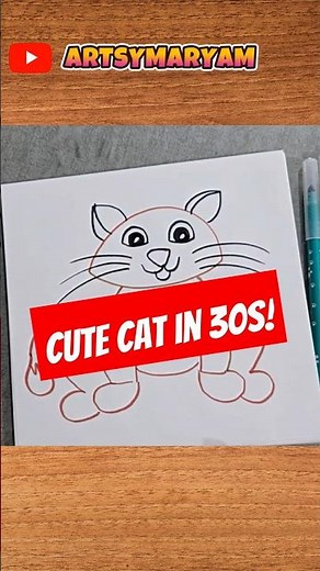 🎨 How to Draw a Cute Cat in 30 Seconds! 🐾 (Easy & Fun) #Shorts