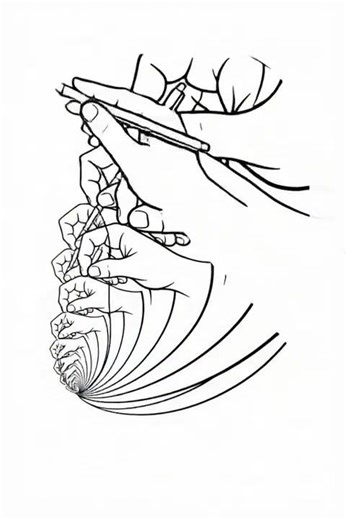 A line drawing itself over and over.