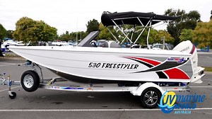 All new Quintrex "Freestyler" has just arrived at JV Marine World! Check it out. ✔ New Apex Hull Design for Greater stability, Softer ride and Better handling! ✔ New Sportier look ✔ New Raised Side Decks - means more storage and more internal space ✔ New Windscreen Design ✔ New Options and Extra's! ✔ New Graphics and Vinyl Wrap Options Beat the Boatshow rush! Boatshow deals are on NOW! Best prices on the whole Quintrex range! ✔ POWER OF CHOICE - We offer the best of both worlds. Latest Technolog