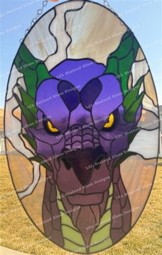 Dragon Portrait Stained Glass Panel Pattern - Etsy