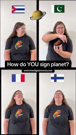 🪐 How to sign PLANET in 4 world sign languages #cuba #pakistan #finland #france #signlanguage