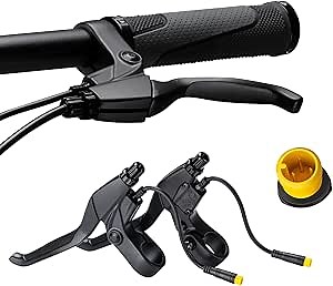 Brake Levers for Electric Bicycle, 3 Pin Male Brake Lever Handle Bar Grips for BAFANG BBS01 BBS02 BBSHD Mid Drive Motor and Hub Motor, 3.8inches Cable