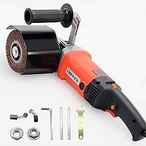 Burnishing Polishing Machine, Handheld 1400W Electric Sander Polisher Set 110V Wire Drawing Machine for Metal Stainless Steel Wood Surface Paint Polishing with One Wheel, 8 Variable Speed, Lock Switch