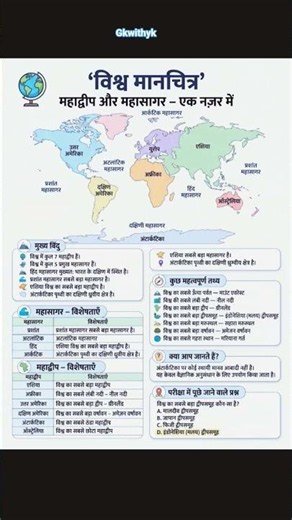 World Map: Basics of World Map (विश्व का मानचित्र) | Continents & Ocean | Latitude & Longitude