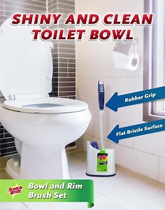 Experience hassle-free toilet bowl cleaning with Scotch Brite® Bowl + Rim Brush Set. This cleaning tool completely take away hard stains from your toilet bowl giving your bathroom the clean your family deserves. #ScotchBriteHome | Scotch-Brite