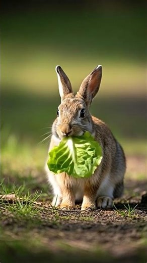 Unbelievably Cute Bunny Eating Lettuce 🥬 | So Satisfying ASMR Short