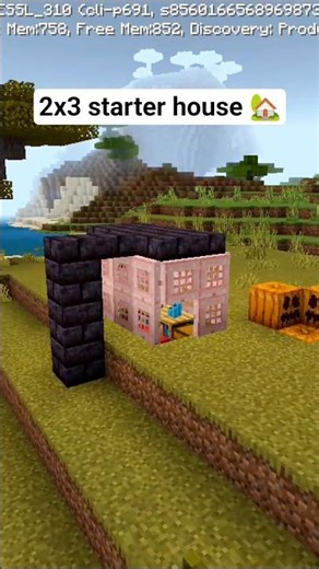 2x3 starter house 🏡 easy|# #minecraft #2x3# #minecraftshorts