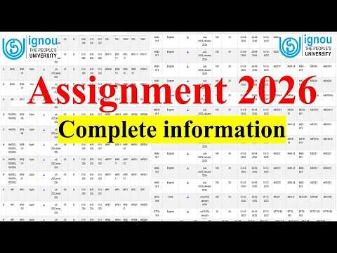 🔥IGNOU Assignment 2026 Complete Details for All IGNOU Students | Assignment Last Date