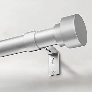 IFELS Heavy Duty Curtain Rods for Windows 66 to 120 Inch, 1 Inch Silver Window Curtain Rod for Bedroom, Living Room, Outdoor, Adjustable Easy Install Long Modern Curtain Rods(A1,Silver,30"-120")