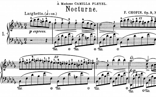 肖邦降b小调夜曲 Chopin - Nocturne Op.9 No.1 钢琴谱 in B flat minor