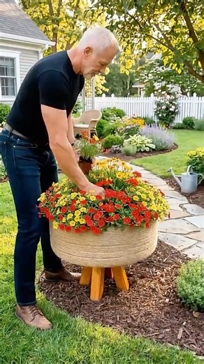 Easy DIY Garden Decor Using Tires & Rope 🌷🌻🌿 #shorts #homegarden