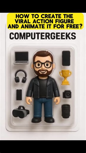 Computer Geeks on Instagram: "Get creative and go viral! Make your own animated action figures without breaking the bank. #FreeResources #AnimationInspiration #ViralContentCreation #AIArtCommunity #CollectibleToys #GamingInspiredArt #DigitalArtistry #ArtLovers #ActionFigureCollectors #ComputerGeeks ChatGPT Prompt: Create image A toy style action figure packaging mockup featuring Computer Geeks standing in a black leather jacket with brown hair, white eyes and round glasses, arms down, in a blist