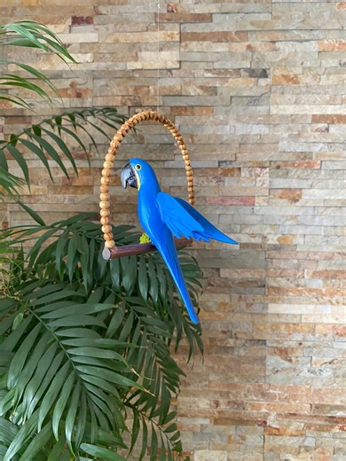 Blue Parrot, Jungle Nursery Decor, Tiki Bar, Tropical Room, Enchanted Tiki Room, Hanging Parrot, Tiki Bird - Etsy