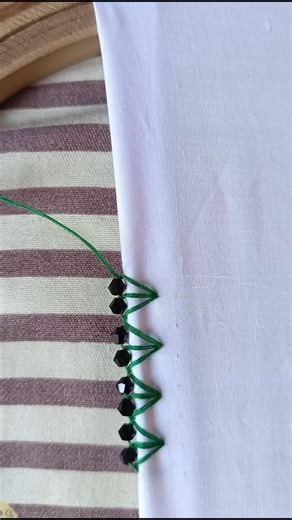 Trending bead border hand embroidery tutorial #embroidery #handembroidery #beginnersstitch #handwork