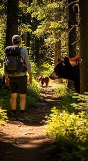 He Met Bear Cubs On The Trail 😳🐻… What Would You Do?