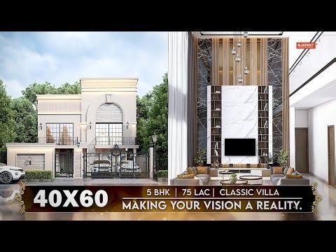 Classical Villa 40x60 | 6 BHK Design 3D | Complete Floor Plan & Exterior
