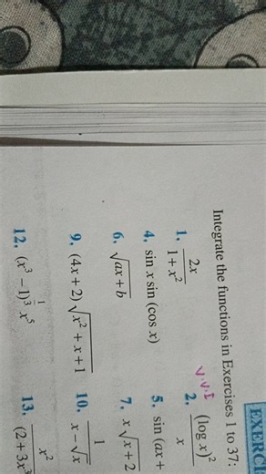 EXERCI Integrate the functions in Exercises 1 to 37: 2x V.V.I (... | Filo